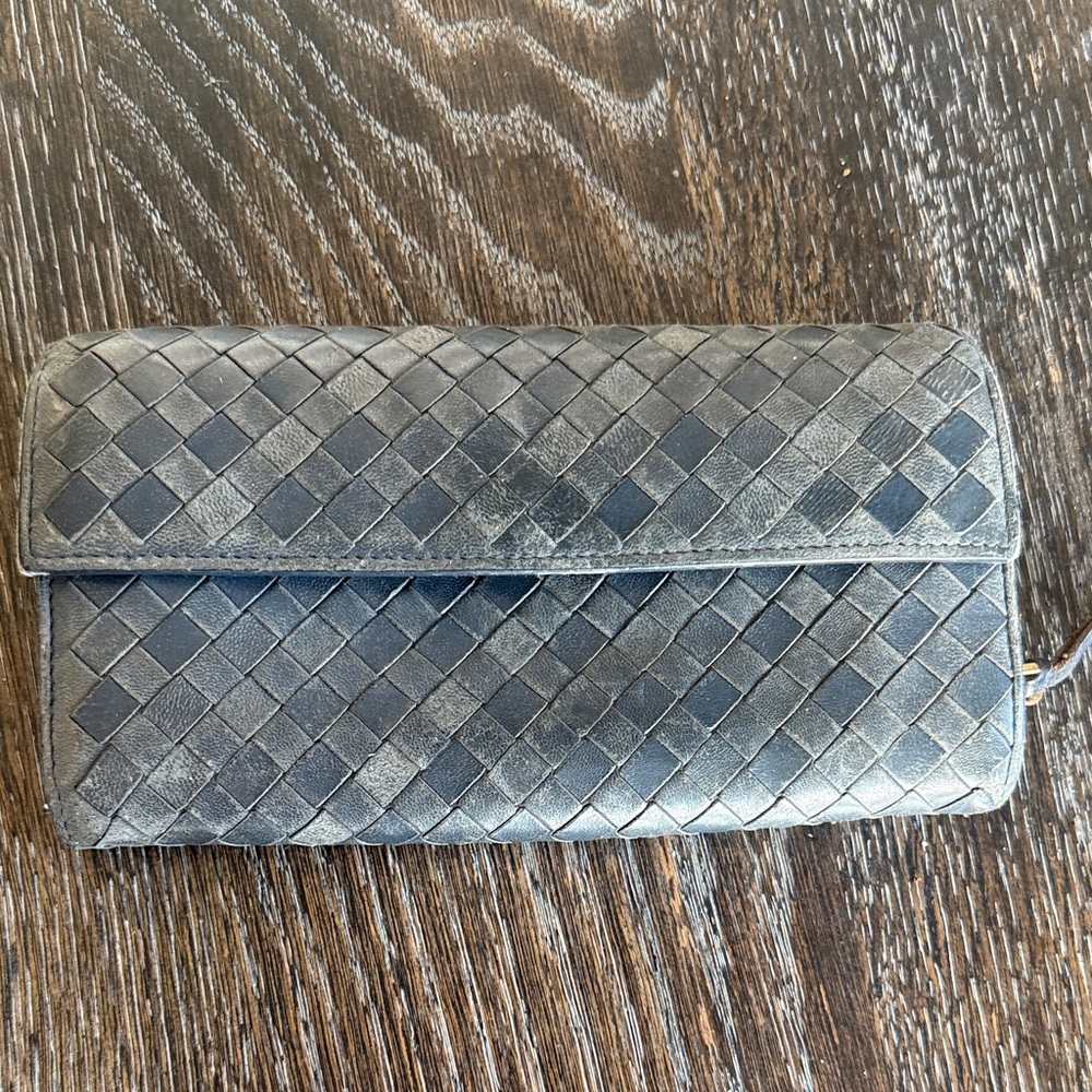 Bottega Veneta Dark Woven Leather Wallet